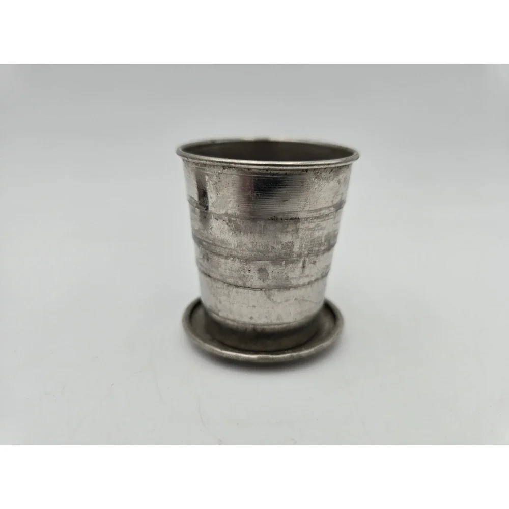 Vintage Collapsible Shot Glass Metal Portable Cup - Pat'd 97 USA Antique - Picture 2 of 8